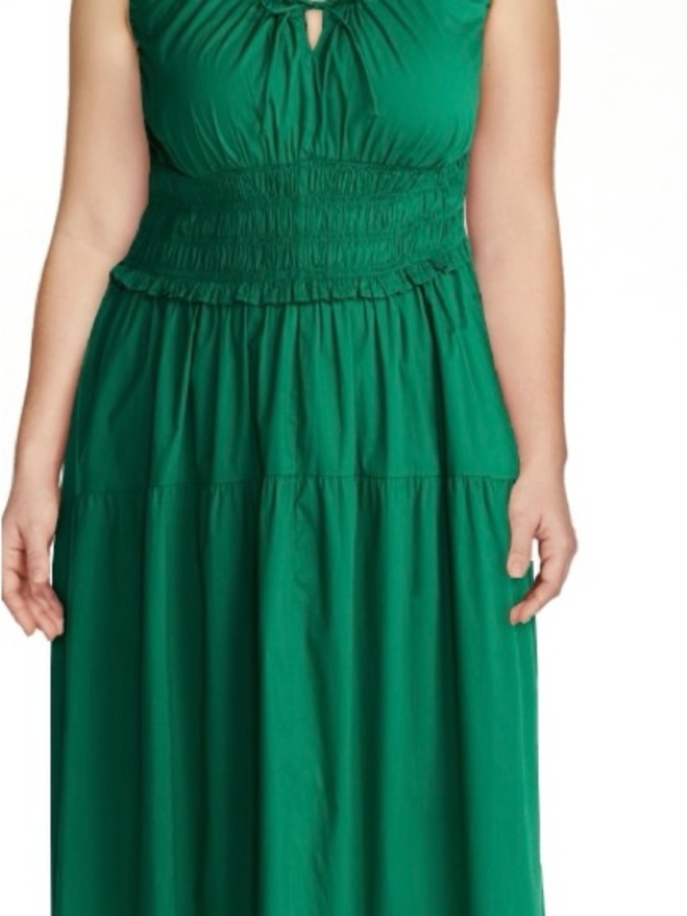Terra & Sky Plus Emerald Green Smocked-Waist Maxi Dress